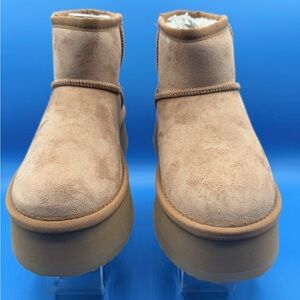 Steve Madden “Crue” chestnut womens fuzzy ankle boots